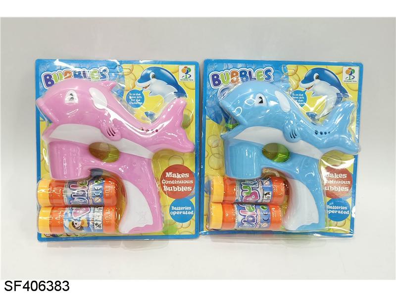 实色海豚带灯光音乐泡泡枪(2瓶泡泡水)粉红/蓝