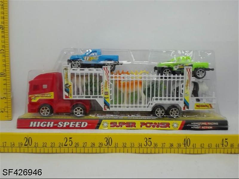 惯性双层车载2只赛车+4只动物