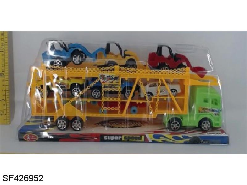 惯性三层车载3只工程车+5只车仔