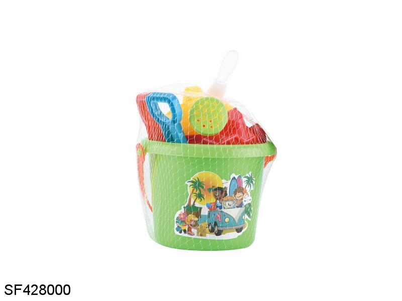 迷你中号桶沙滩组合(8pcs)多色混装