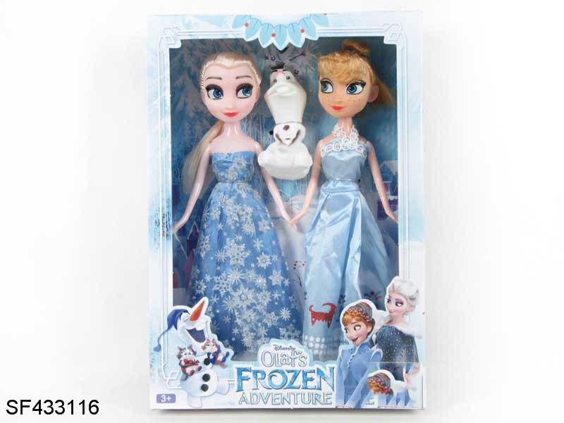 第三代9寸实身冰雪雪公主双人混装带雪宝