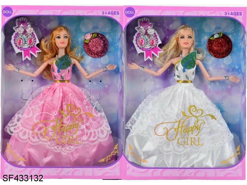 11.5寸11关节实身婚纱芭比带帽子带饰品两款混装