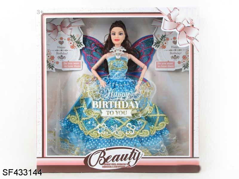 11.5寸12关节实身蝴蝶婚纱公主芭比大脚大手带手提包