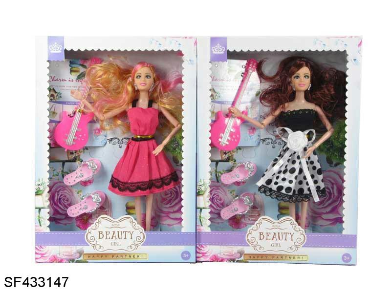 11.5寸12关节实身时装公主芭比带饰品鞋带手提琴