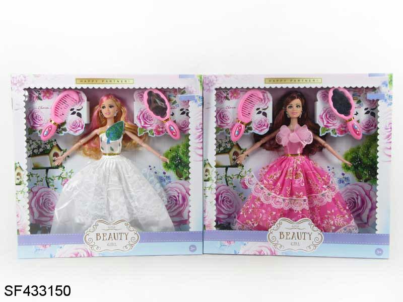 11.5寸12关节实身婚纱公主芭比带梳子带镜子