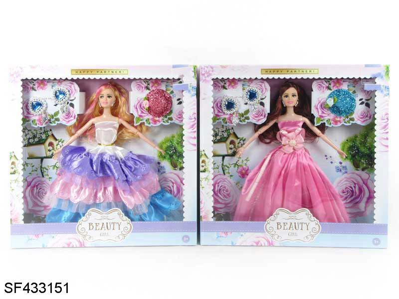 11.5寸12关节实身婚纱公主芭比带耳环带帽子