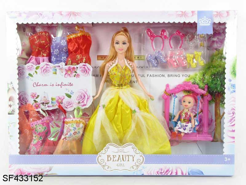 11.5寸实身婚纱公主芭比带三寸实身凯莉加摇篮加饰品