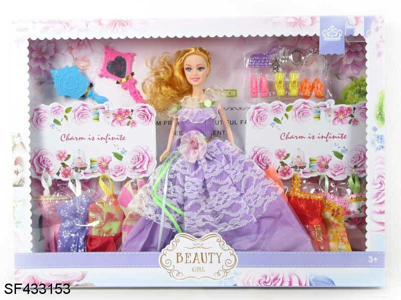 11.5寸实身婚纱公主芭比带梳子加镜子加饰品