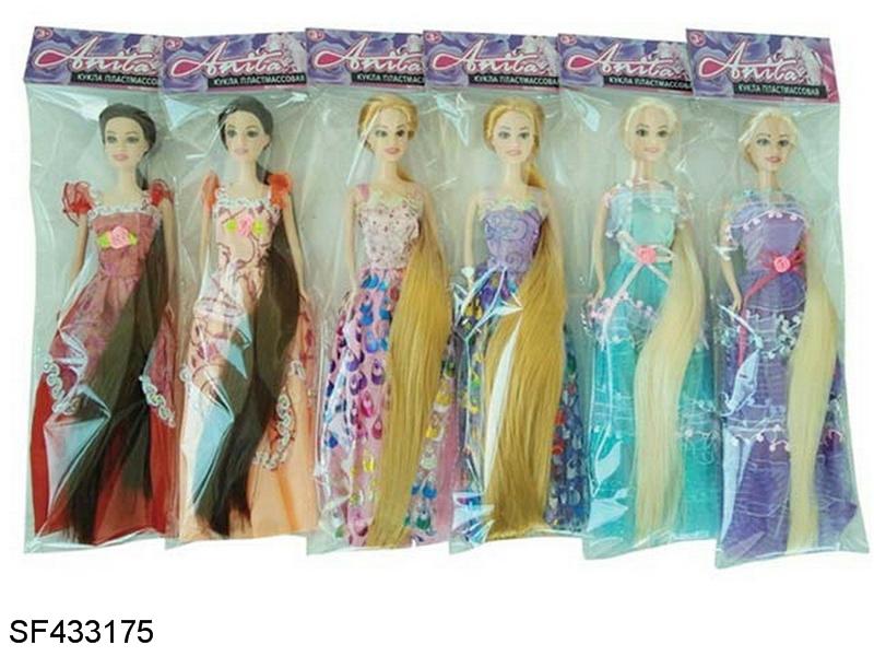 6只11.5寸实身长发公主芭比五款混装