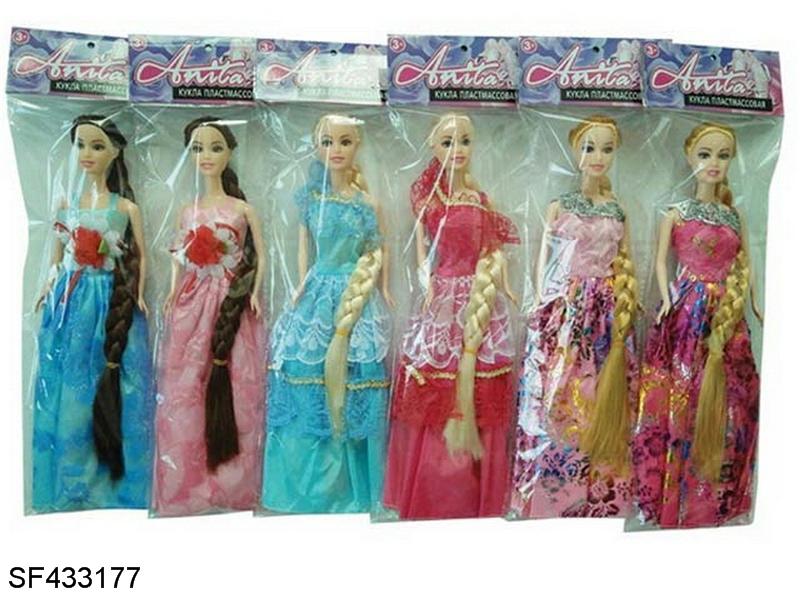 6只11.5寸实身长发公主芭比五款混装