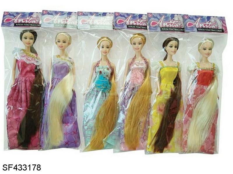 6只11.5寸实身长发公主芭比五款混装