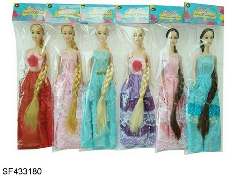 6只11.5寸实身长发公主芭比五款混装