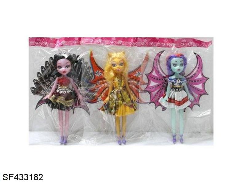 9寸实身鬼娃芭比带翅膀3款混装