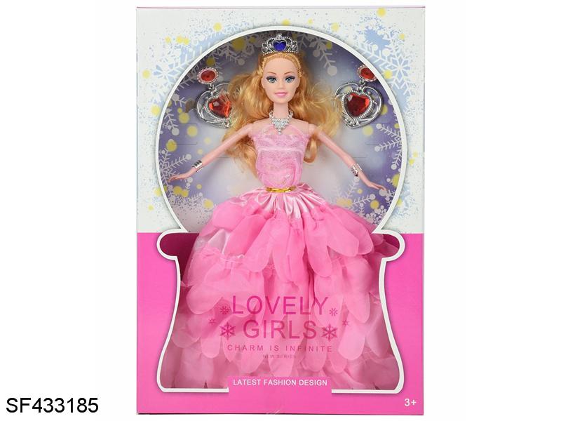 蕾丝11.5寸实身婚纱新娘带皇冠带耳环