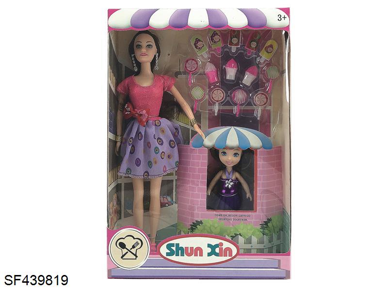 11.5寸实身芭比娃娃带小孩+冰淇淋配件