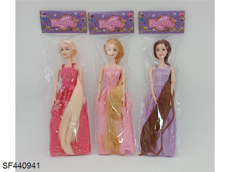 11.5寸多关节长发芭比娃娃(3款混装)