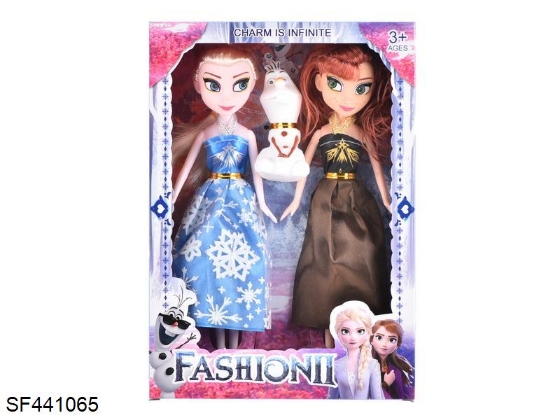 9寸实身冰雪公主芭比配雪宝(2款混装)