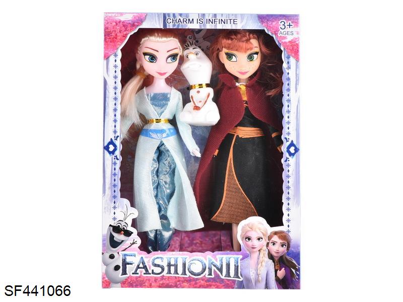 9寸实身冰雪公主芭比配雪宝(2款混装)