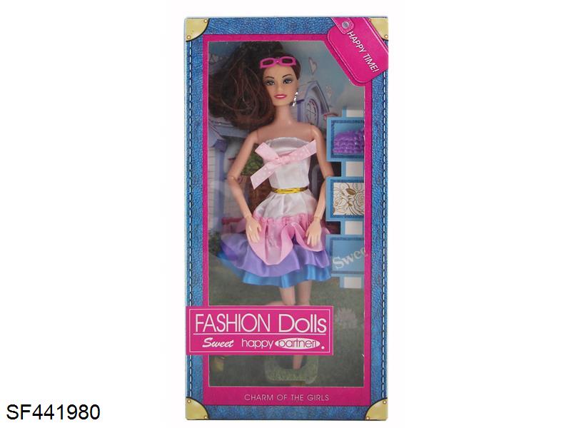 11.5寸11关节实心芭比娃娃带眼镜