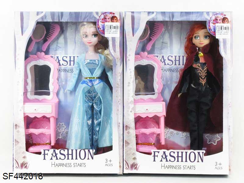 11.5寸实身冰雪芭比2款混装带梳妆台