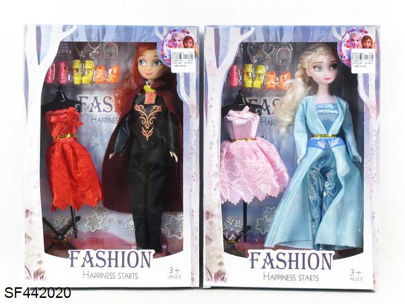 11.5寸实身冰雪芭比2款混装带时装衣服