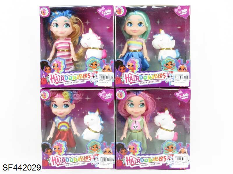 6寸实身惊喜美发娃娃带独角兽