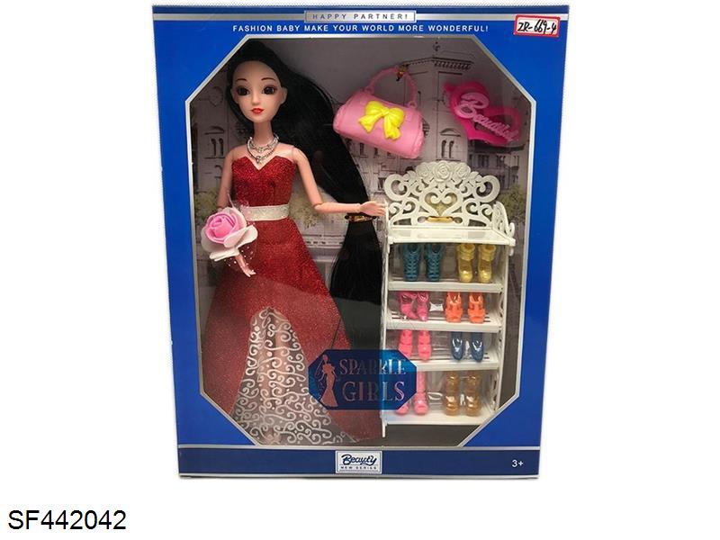 11.5寸12关节实身3D眼睛时装芭比带配件