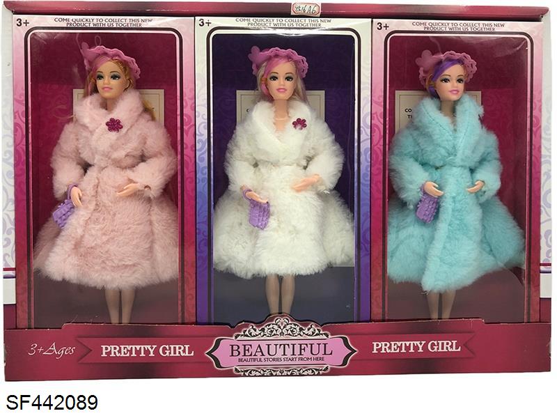 11.5寸9关节实身冬天芭比3款6PC