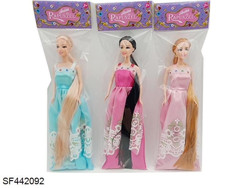 3只11.5寸实身长发公主芭比3款混装