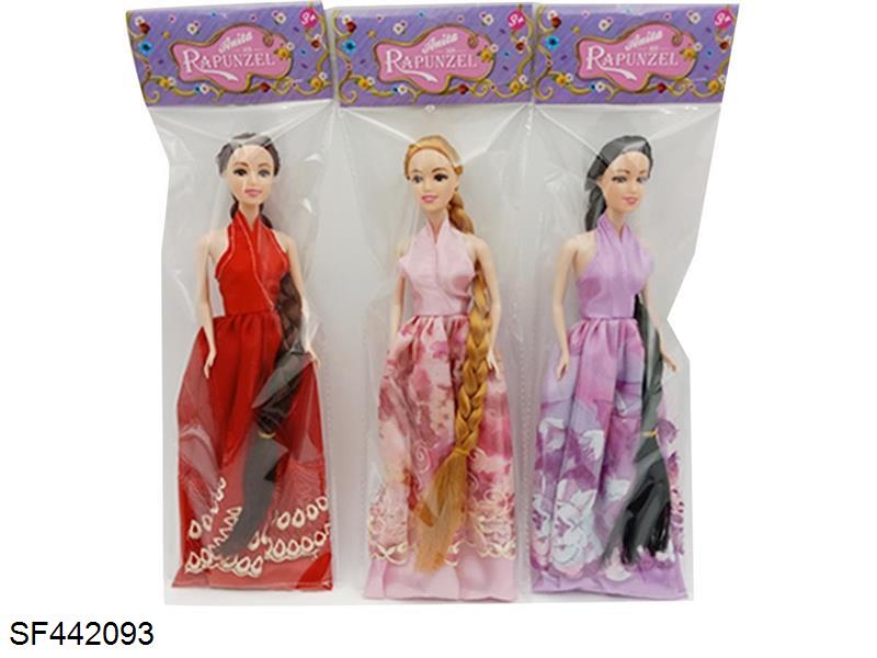 3只11.5寸实身长发公主芭比3款混装