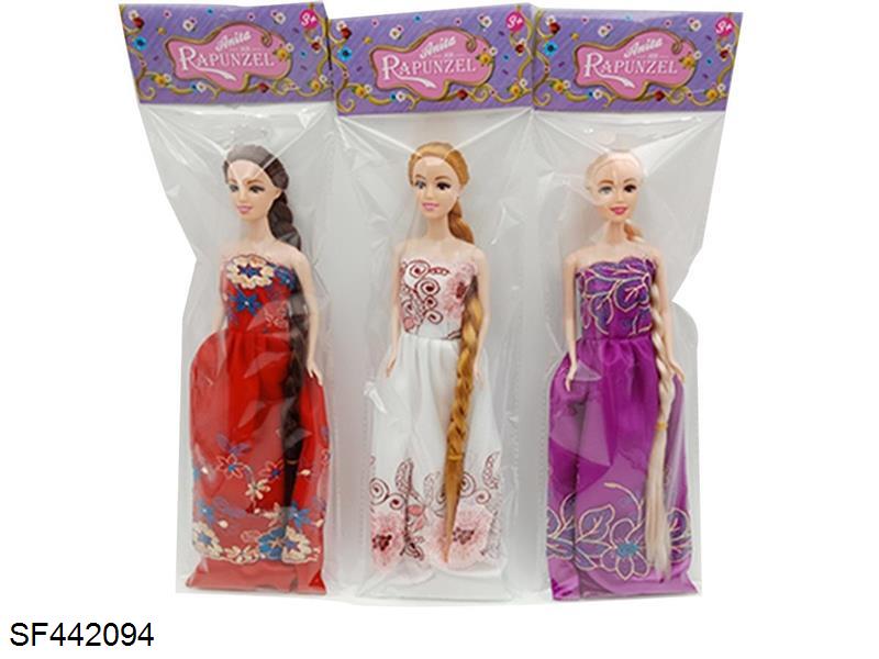 3只11.5寸实身长发公主芭比3款混装