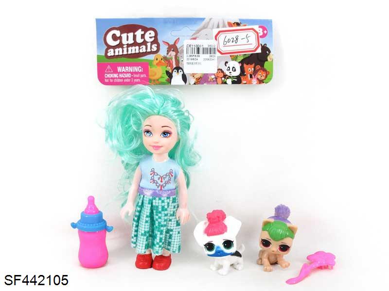 6寸实身小凯丽带搪胶小宠物带配件