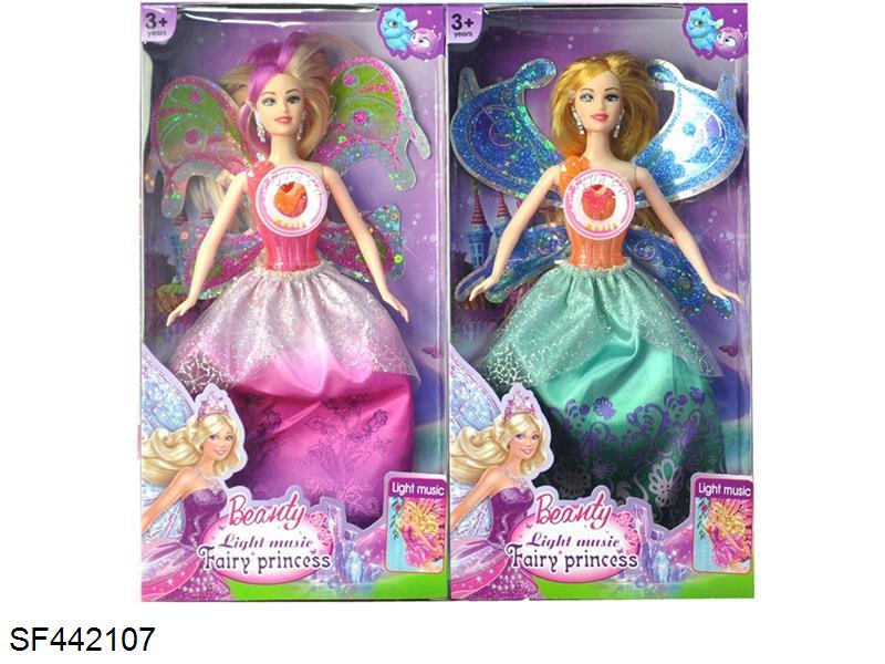 11.5寸实身蝴蝶公主芭比带灯光音乐翅膀