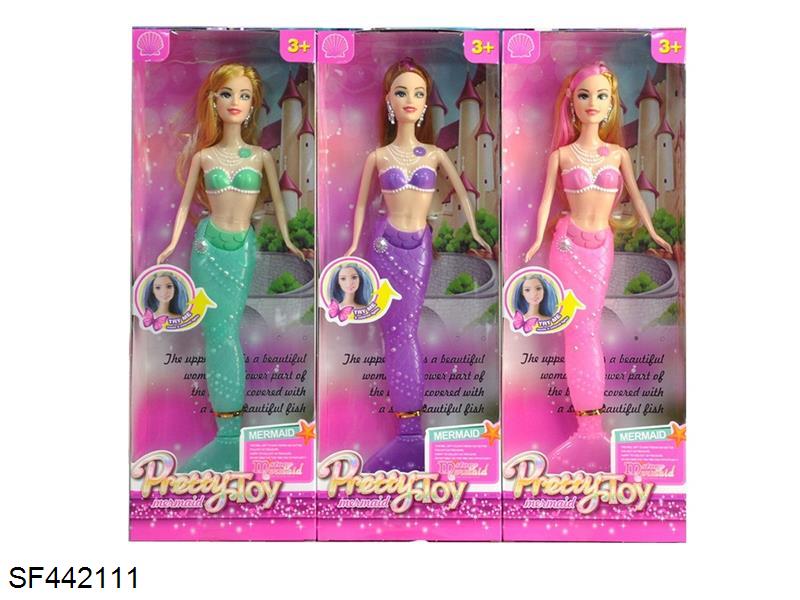 12寸实身带灯光美人鱼芭比