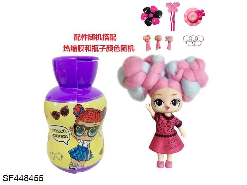 5寸实身棉花糖头发型娃娃带香味惊喜娃娃带说明书带发夹橡皮圈
