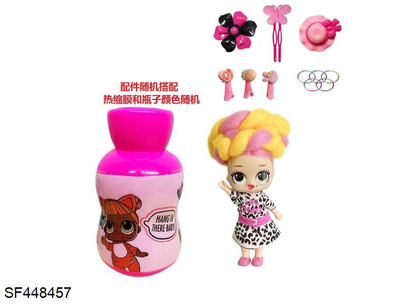 5寸实身棉花糖头发型娃娃带香味惊喜娃娃带说明书带发夹橡皮圈