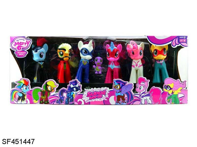 6只搪胶中号马宝丽战马带一只恐龙