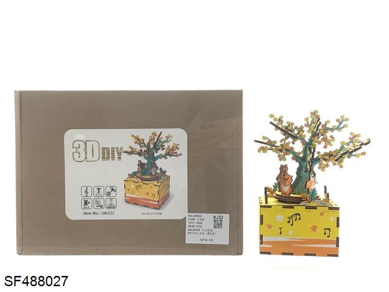 diy木质八音盒-樱花树