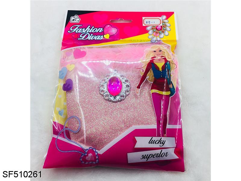 羽毛边包包（粉红色、蓝色二色混装）