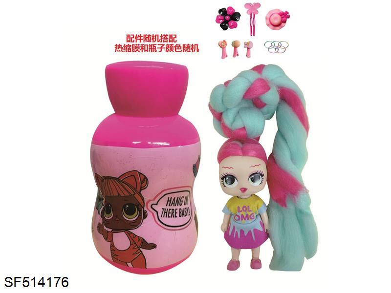 5寸实身棉花糖发型娃娃带香味/说明书/发夹橡皮圈