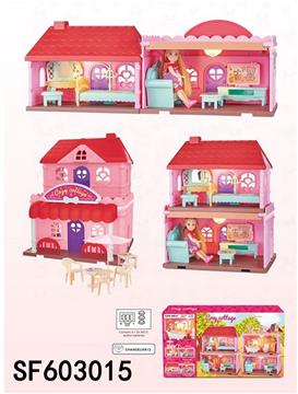 拼装场景别墅屋带公主芭比带灯光(36pcs)