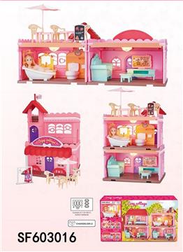 拼装场景别墅屋带公主芭比带灯光(62pcs)