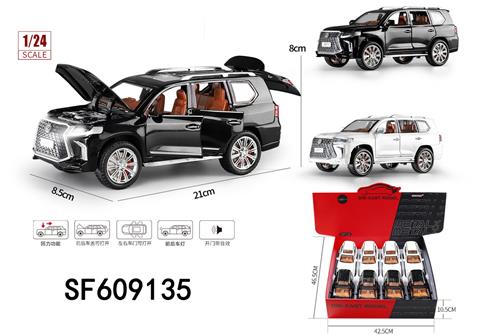 1:24合金回力6开门声光雷克萨斯LX570车模(8只/盒)