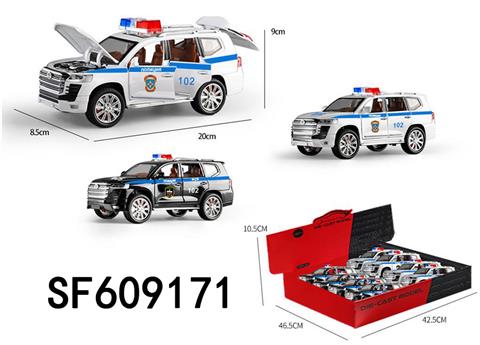 1:24合金回力6开门声光丰田兰德酷路泽LC300俄文警车(8只/盒)