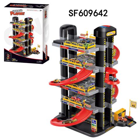电动灯光滑行停车场(配5只铁皮车)82PCS