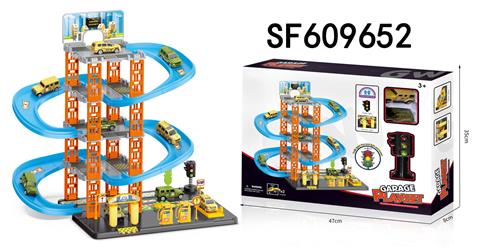 电动滑行停车场+底版功能(配4只合金车)52PCS
