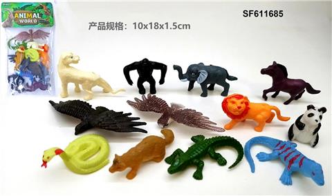 PVC实心喷漆飞行爬行野生动物套(12只装)