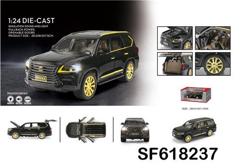 1:24六开门合金回力雷克萨斯LX570车模带灯光音乐
