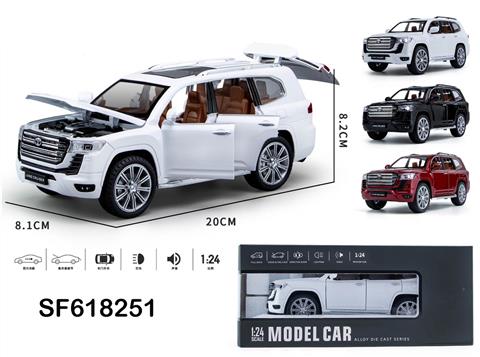 1:24六开门合金陆巡TOYOTA LC300街车车模喷雾带声光