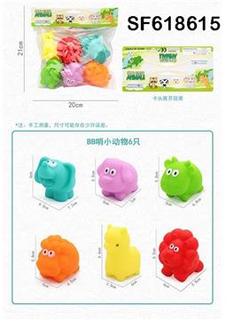 搪胶6只森林动物带哨